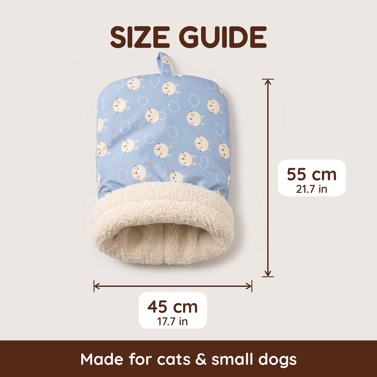Cozy Sherpa Burrow Bed for Cats & Small Dogs