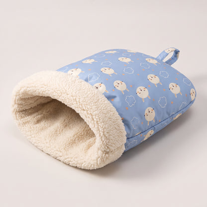 Cozy Sherpa Burrow Bed for Cats & Small Dogs